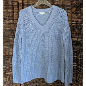 Vince Cashmere Wool Chunky Knit V Neck Sweater Purple Longline Relaxed Fit Small